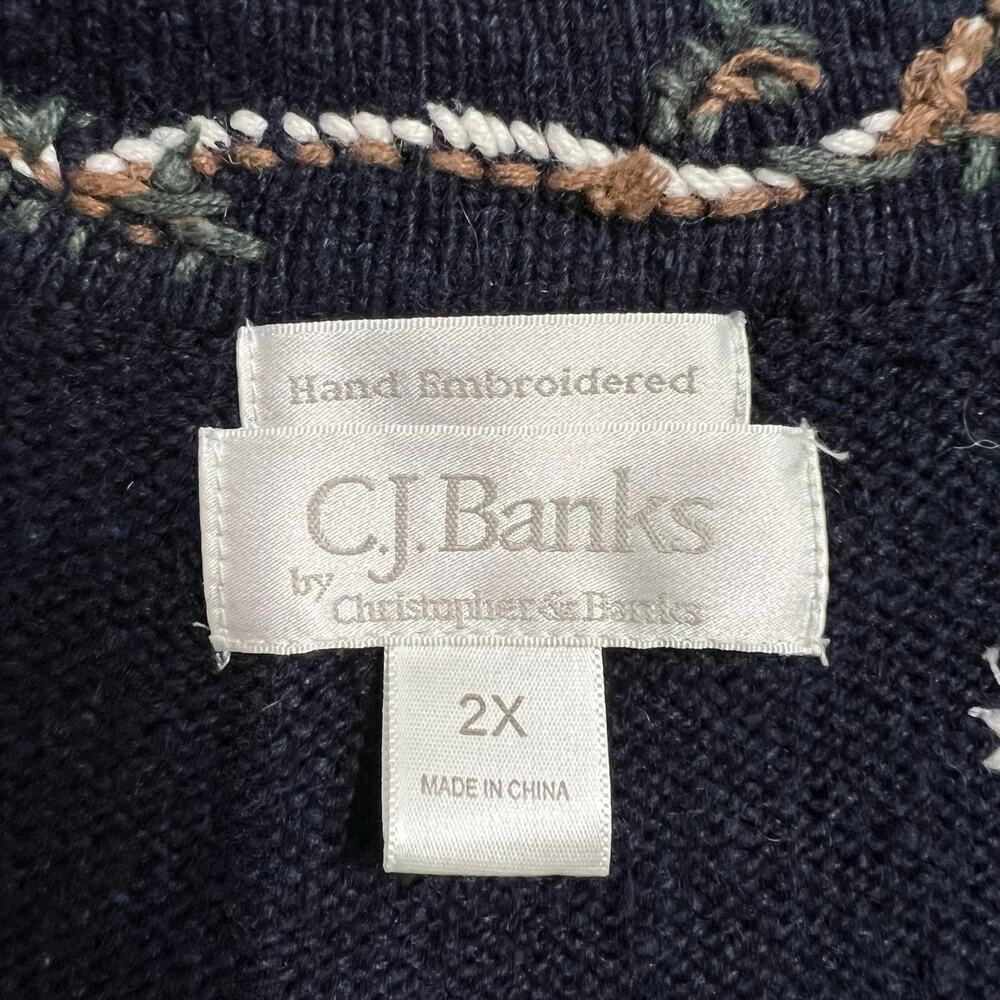 CJ Banks Hand Embroidered Cardinal Winter Sweater Vest 2X - Picture 6 of 6